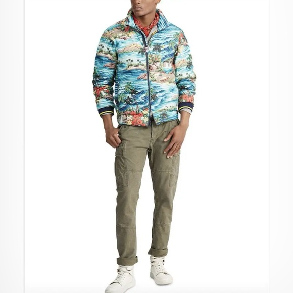 NWOT POLO Ralph Lauren Outrigger Hawaiian Tropical Print Bomber Down Jacket M - Picture 4 of 14